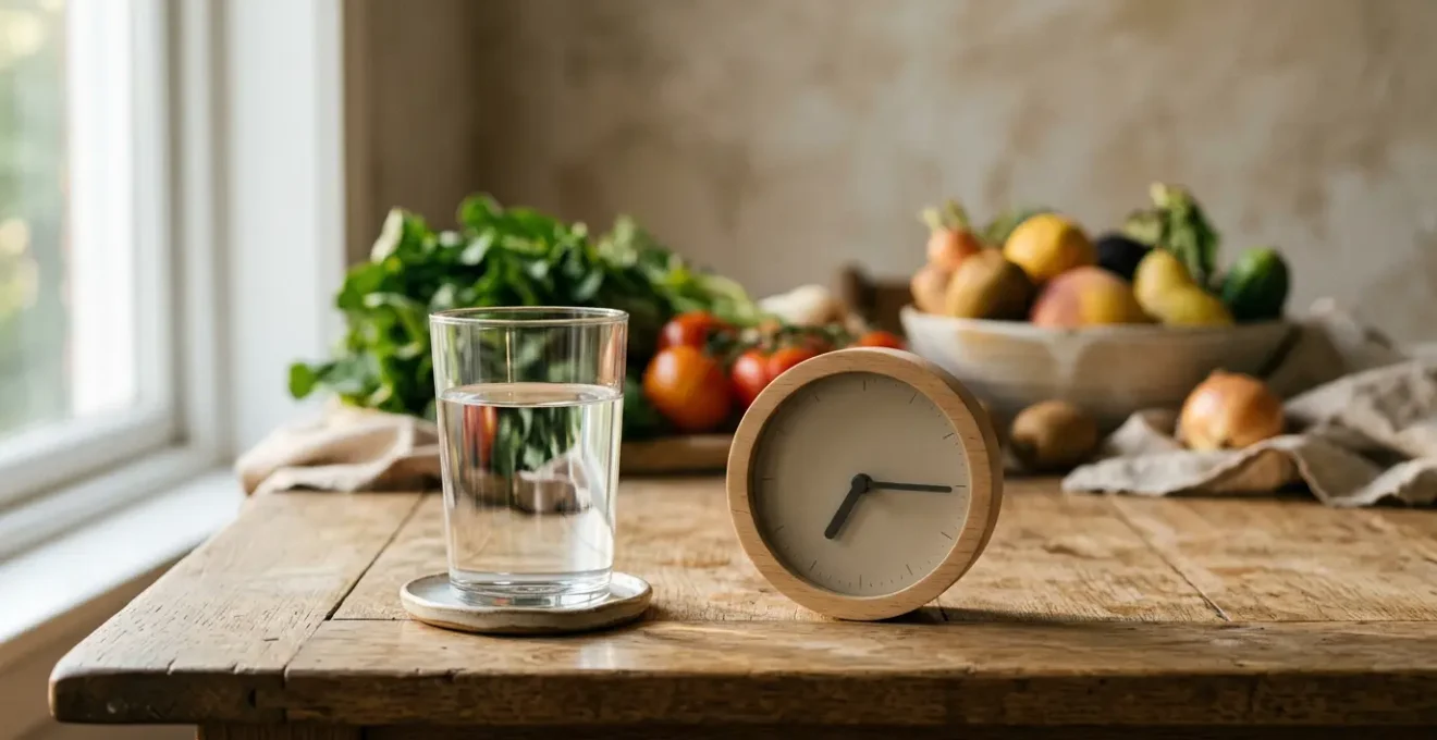 Rappresentazione visiva dell'equilibrio tra vita quotidiana e routine salutari attraverso composizione simbolica