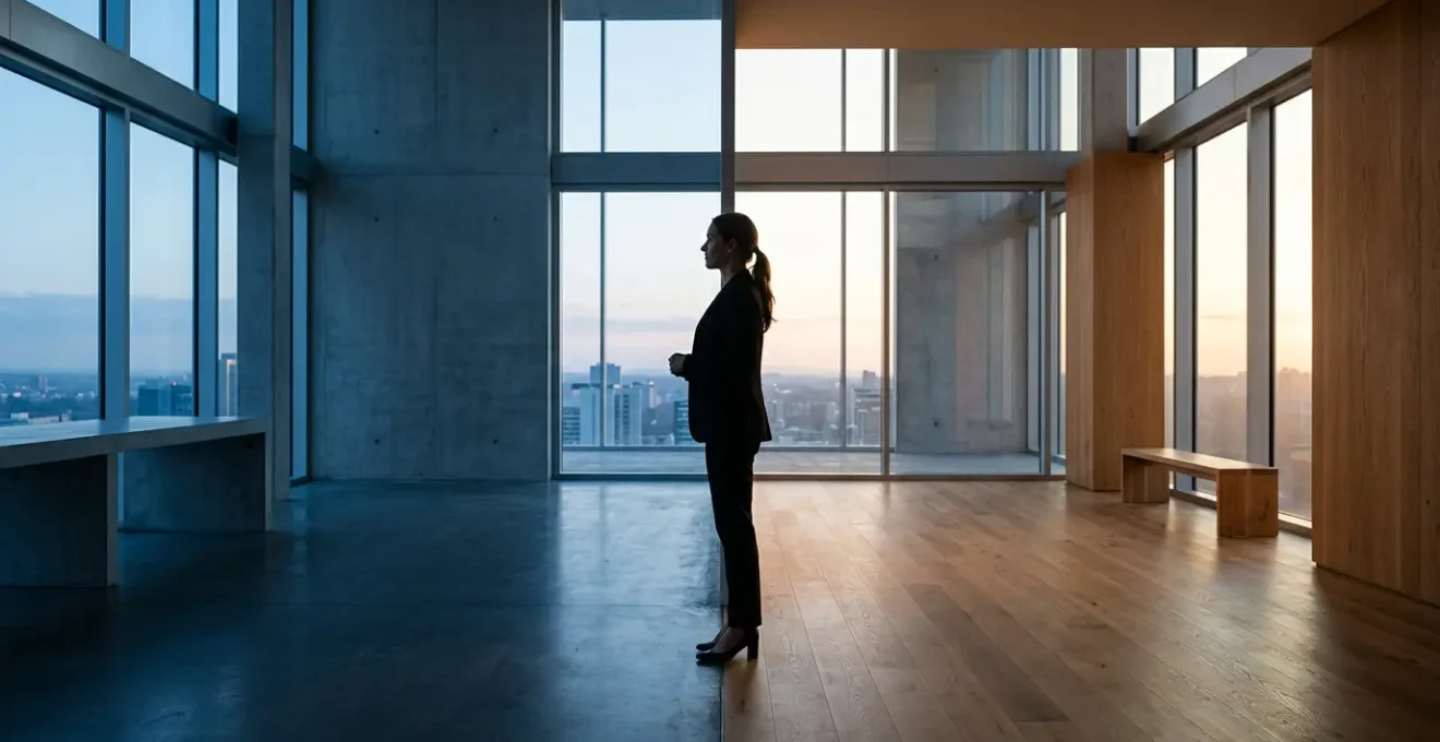 Persona che mantiene equilibrio tra lavoro e vita privata in ambiente sereno