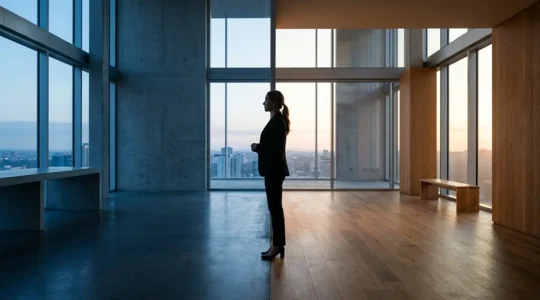 Persona che mantiene equilibrio tra lavoro e vita privata in ambiente sereno